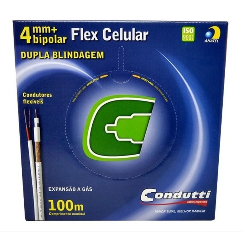 kit c/ 3 caixas de cabo Coaxial condutti  Cftv 4mm Hibrido Dupla Blindagem Bipolar 100m
