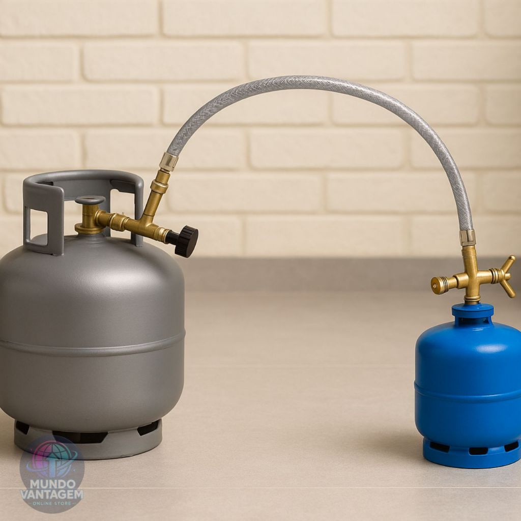 Mangueira Transferidor De Gás De 13kg  2kg com Adaptador  Conjunto Técnico Passa Gás passa gás