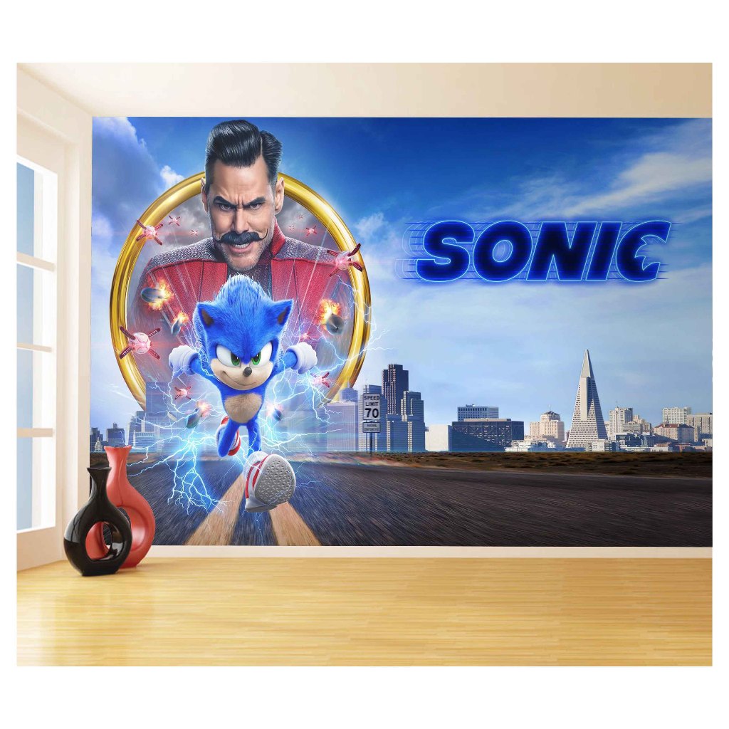 Papel de Parede Adesivo Decorativo Decoração Infantil Quarto Jogo de Video Game Filme Sonic SNC 002