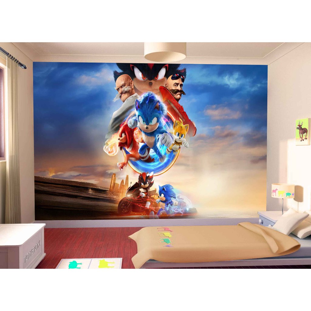 Papel de Parede Adesivo Decorativo Decoração Infantil Quarto Jogo de Video Game Filme Sonic SNC 003