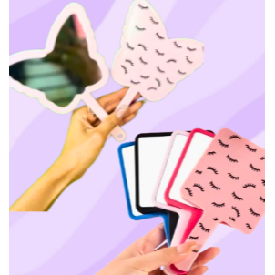 Espelho de Mão Decorado Com Cílios Formato De Borboleta E Quadrado Espelho Fofo em Oferta na Shopee