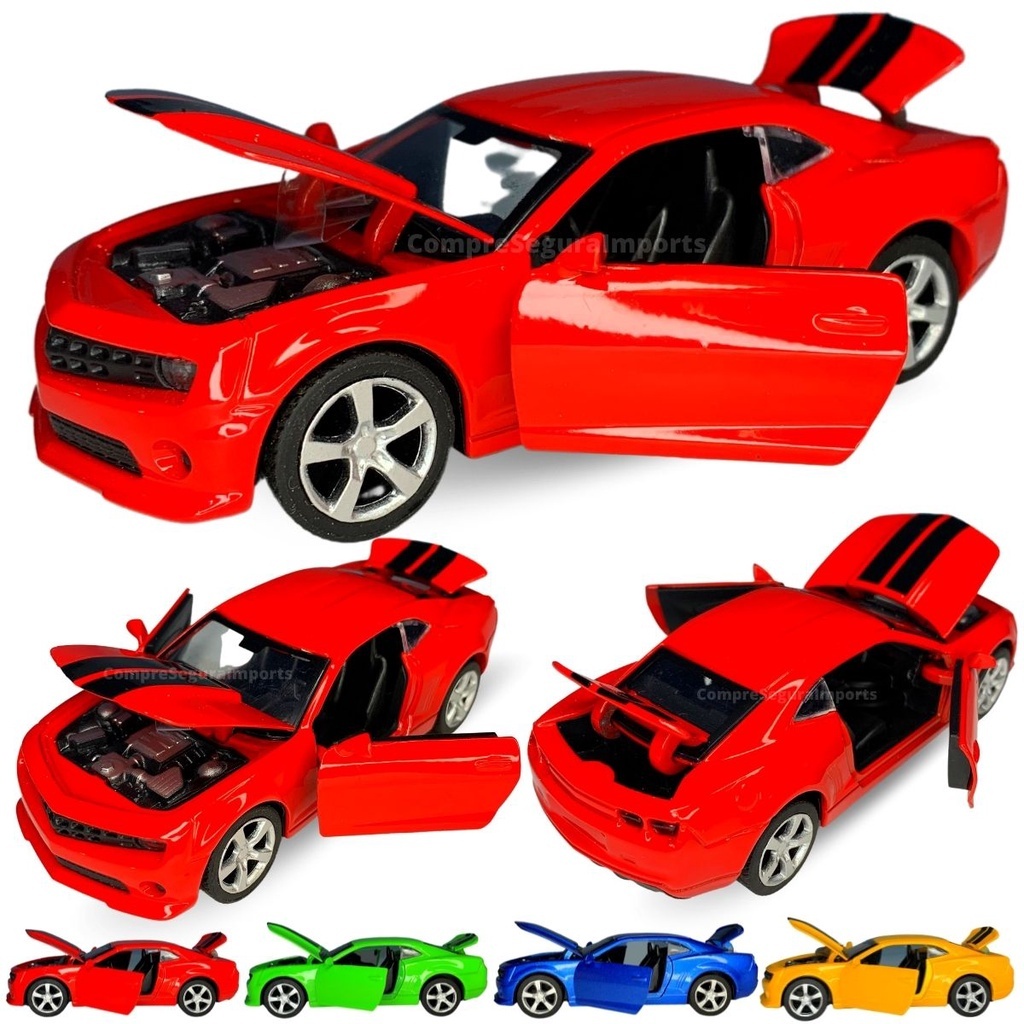 Camaro Carrinho Ferro Premium  Miniatura Abre Capô E Porta 13cm Metal apenas na cor vermelha
