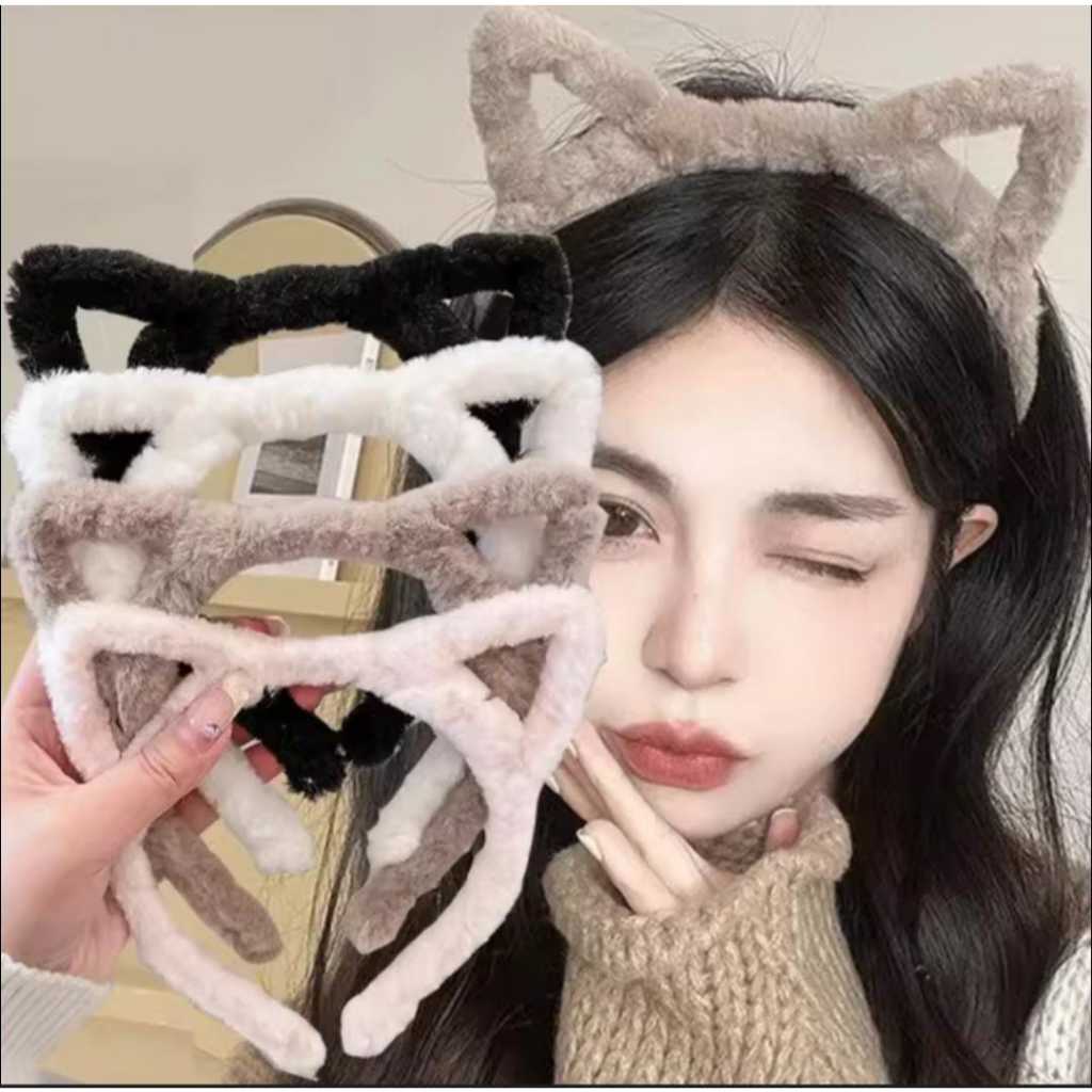 Tiara com Orelhas de Gato Fofa de Pelúcia em Oferta na Shopee