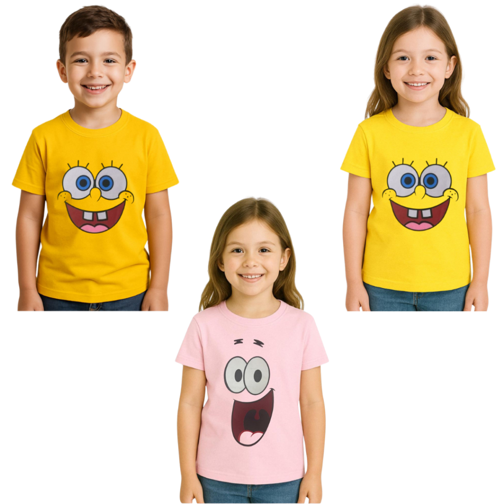 Camisa Camiseta Infantil Bob Esponja Fantasia Personagens Meninos Naruto Hulk Homem Aranha Bolofofos em Oferta na Shopee
