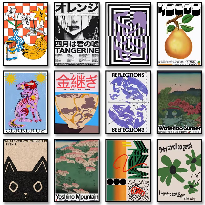 Quadro Abstrato Vintage – Arte em Tela Retro Mid Century para Parede de Sala ou Quarto em Oferta na Shopee