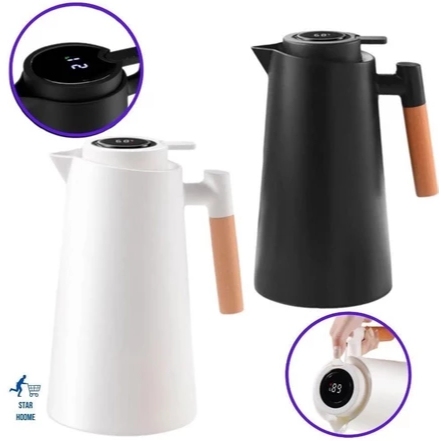 Garrafa Térmica 1 Litro Com Termômetro Led Para Chás / Café Design Modern  ANG