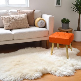 Puff Retangular Pés Palito Rosqueáveis Capitonê Sala Quarto Closet Penteadeira