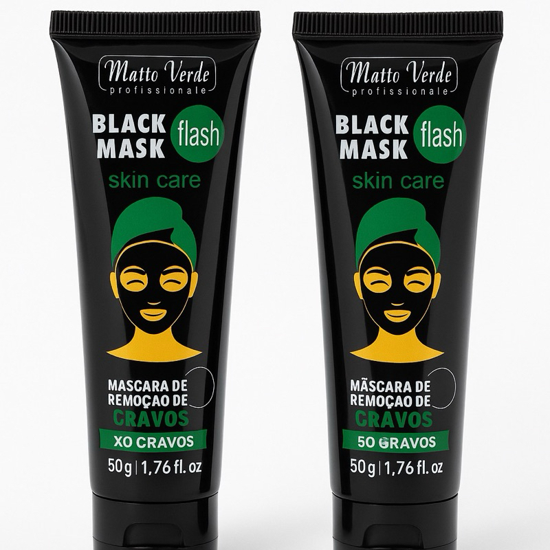 Máscara Facial Peel Off Black  matto verde kit 2 pcs 50mlRemovedora de Cravos, Limpeza Profunda, Controle de Oleosidade