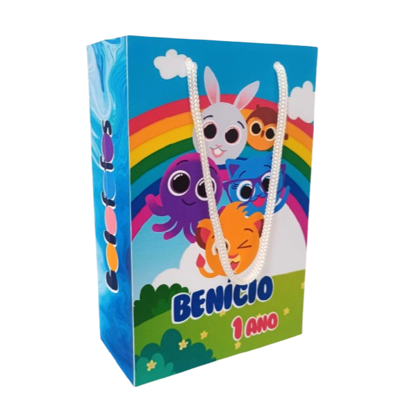 Sacolinha Personalizada Bolofofos Menino 18x12x6cm - Lembrancinha para Festa de Aniversário l Sacola