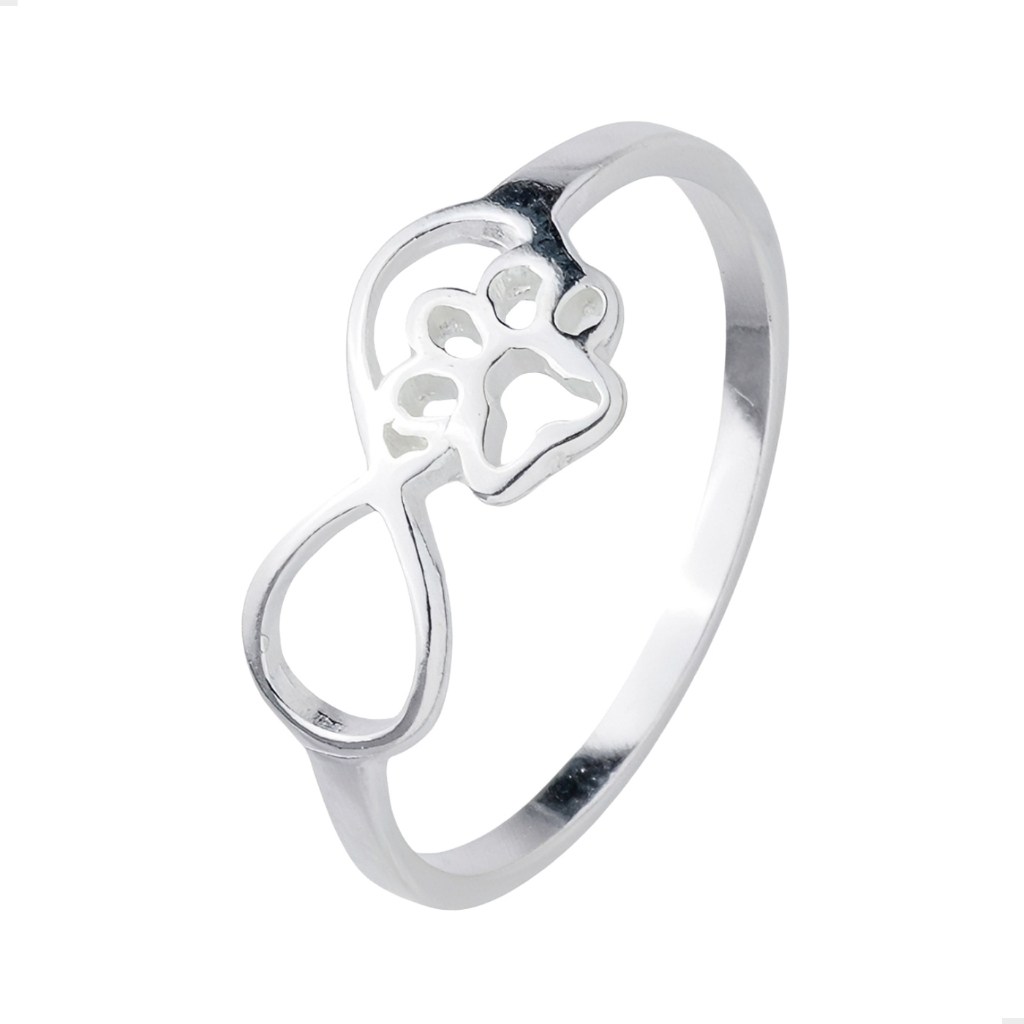 Anel Prata 925 Legítima Infinito com patinha de Cachorro em Oferta na Shopee