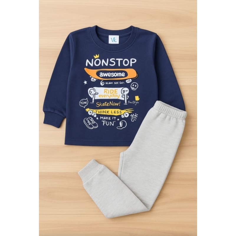 Conjunto Infantil Flanelado Menino Meia Estação Blusa e Calça Moletom – Tamanhos 1, 3 e 6