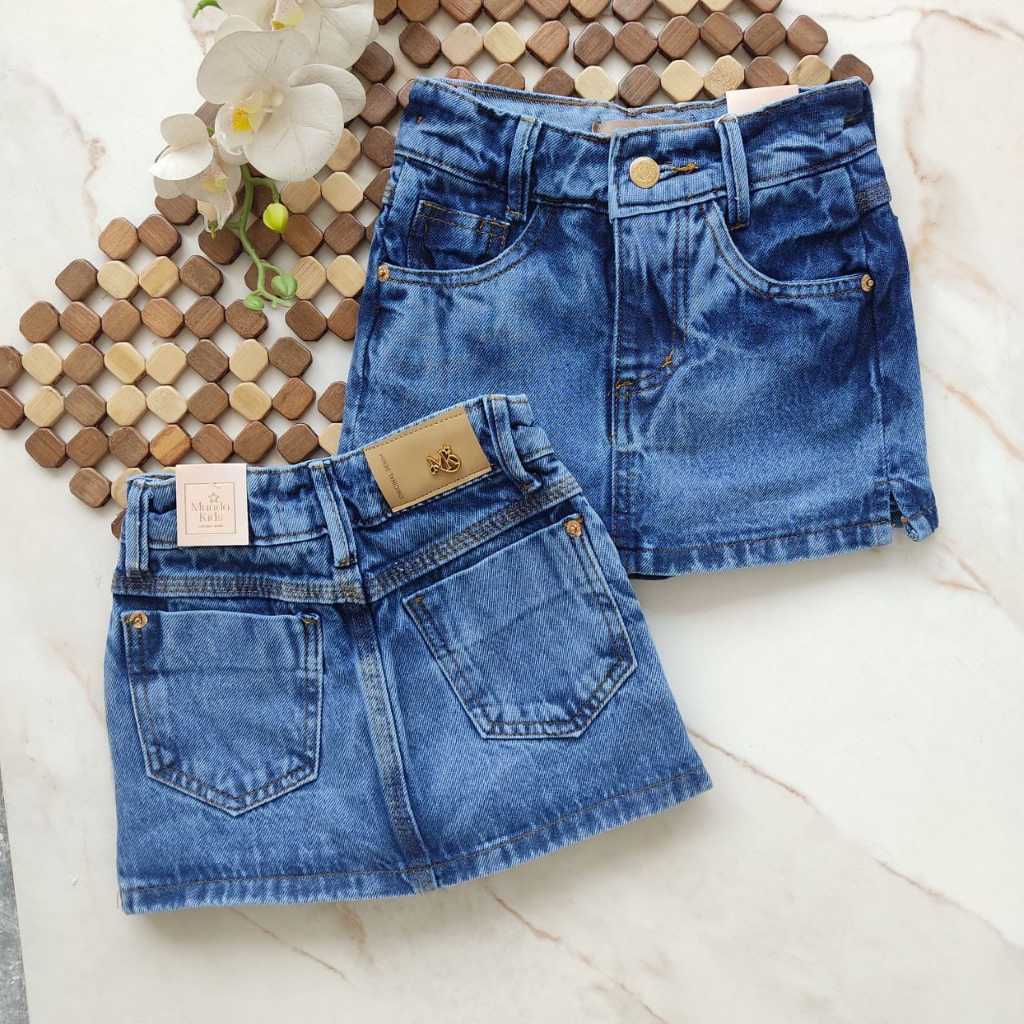 Shortsaia Jeans infantil juvenil meninas fashion blogger 2025 4-14 anos
