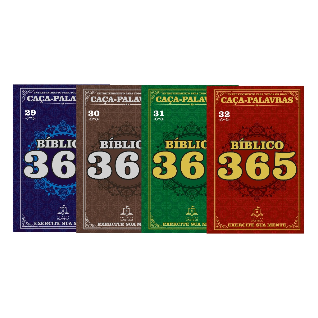 kit 4 Livros de Passatempo Caça Palavras 365 Bíblico