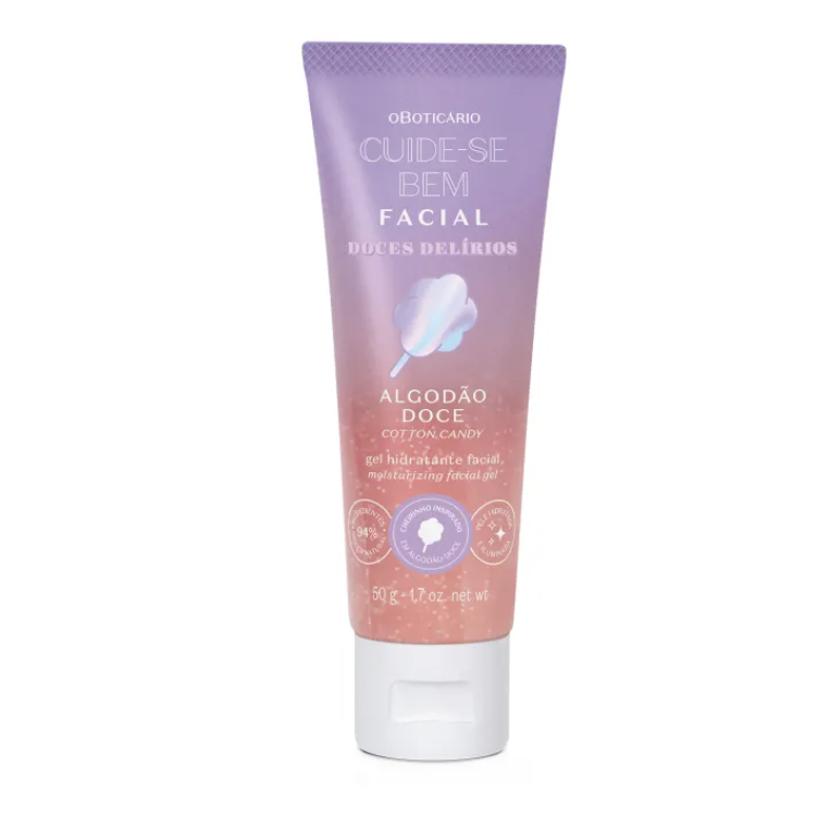 Gel Hidratante Facial Cuide-se Bem Doces Delírios Algodão Doce 50g, lançamento O Boticário