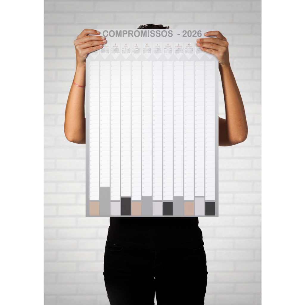 NEW Calendário Anual 2026 Cinza Adesivo Compromissos + caneta ideal para escritorios escolas agenda