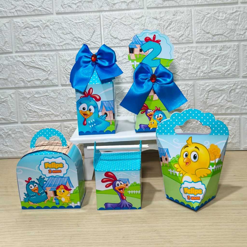 Kit Personalizados caixinhas GALINHA PINTADINHA MENINO e MENINA Lembrancinha aniversário-Festa PEGUE E MONTE em Oferta na Shopee