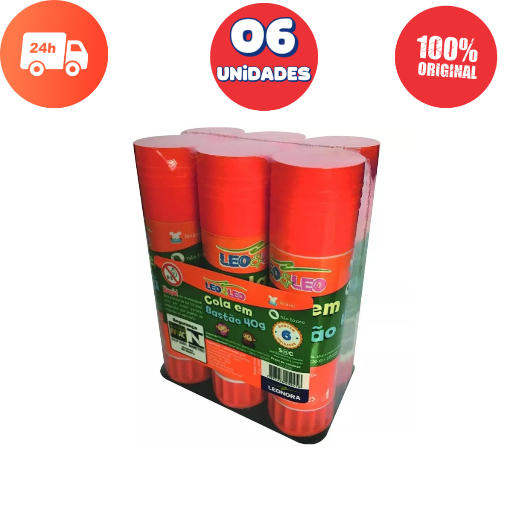 Cola Bastão 40g - KIT com 6 e 12 Unidades  Leo & Leo Volta as aulas em Oferta na Shopee