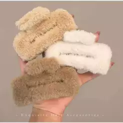 Grampo De Garra De Cabelo De Pele Sintética – Prendedor Grande Boho Chique Para Mulheres , Acessório Elegante Retangulo