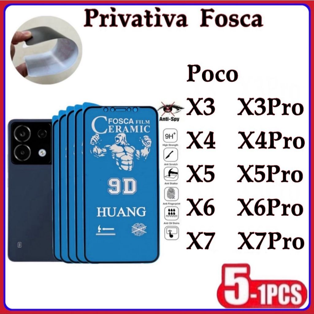 Película Privativa Fosca Anti-Spy Matte Cerâmica Xiaomi Poco X3 X3Pro X4 X4Pro X5 X5Pro X6 X6Pro X7 X7Pro em Oferta na Shopee