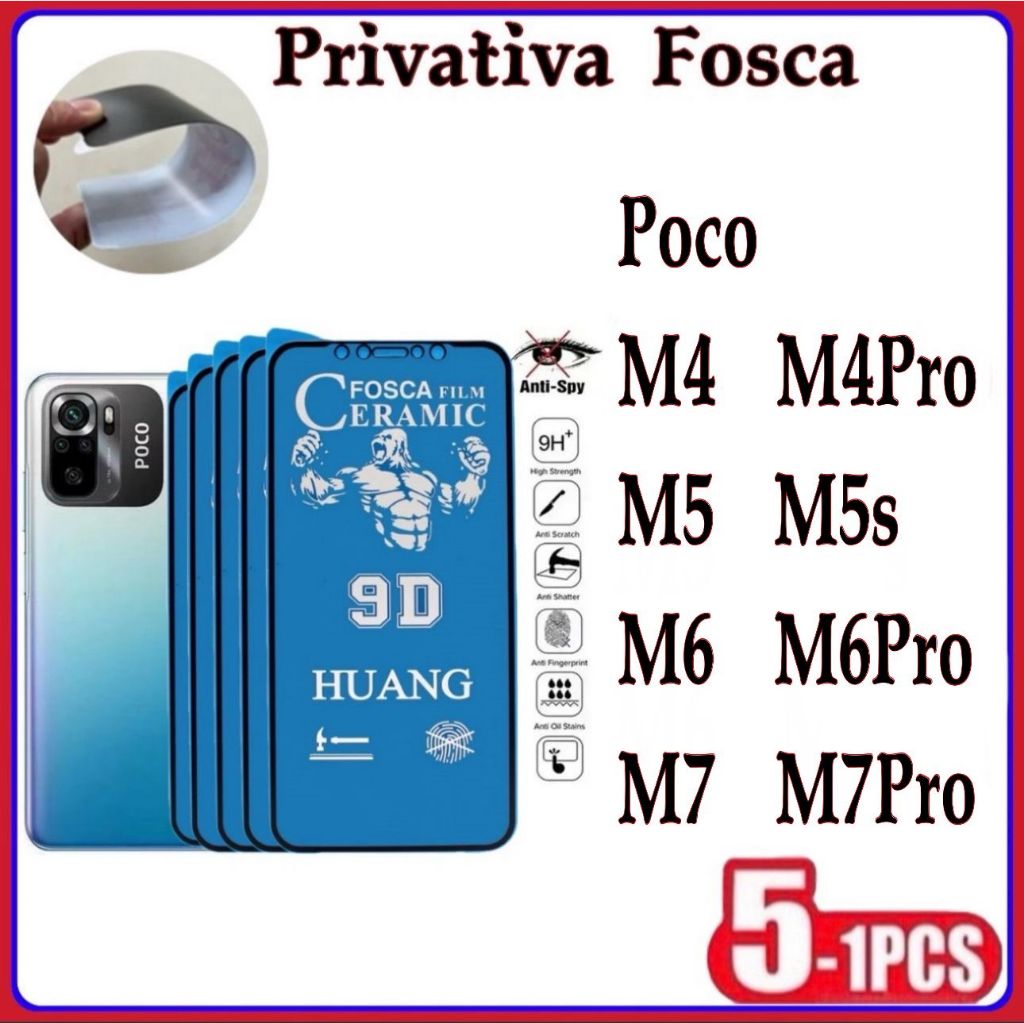 Película Privativa Fosca Anti-Spy Matte Cerâmica Xiaomi Poco M4 M4Pro M5 M5S M6
