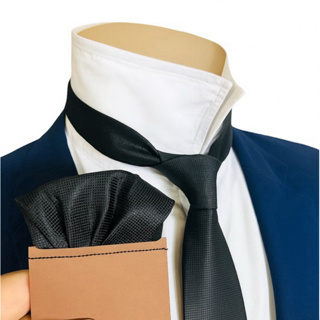 KIT GRAVATAS MAIS LENÇO PREMIUM PRETO em Oferta na Shopee