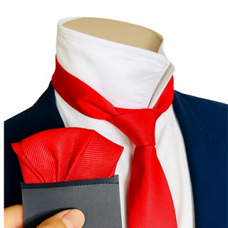 Kit Gravata com Lenço slim Vermelho casamento em Oferta na Shopee
