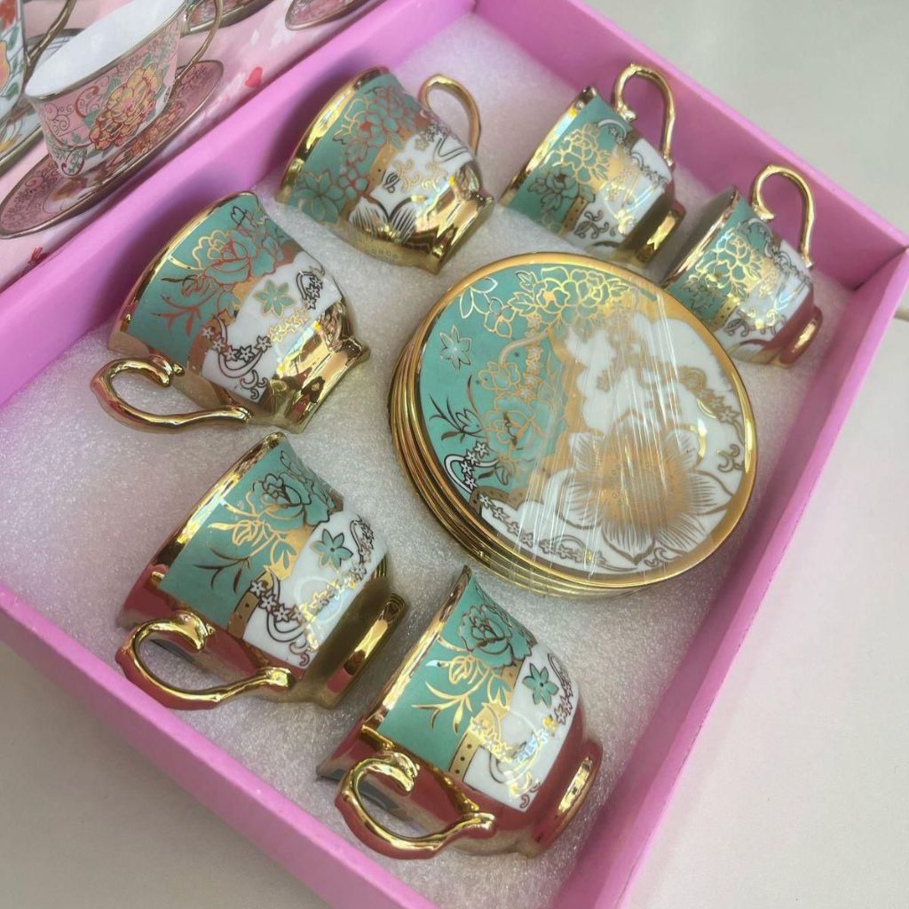 Xícara de café kit com 12 peças de Cerâmica em porcelana 90ML