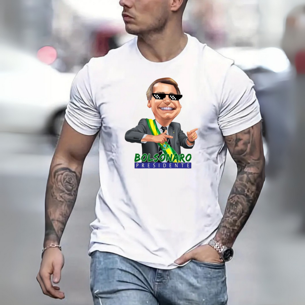 Camiseta Bolsonaro com Estampa DTF Masculina Premium Bolsonaro Mito meu presidente