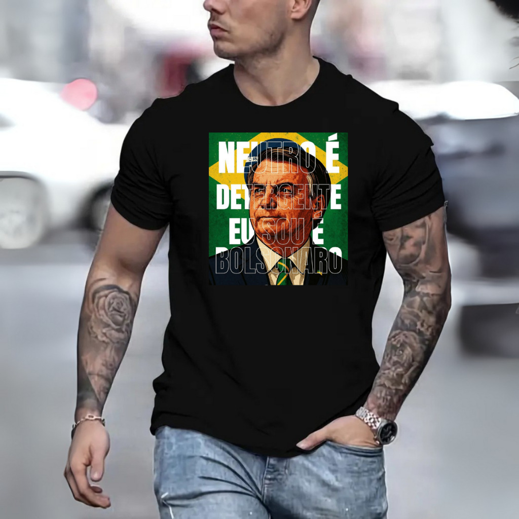 Camiseta Bolsonaro com Estampa DTF Masculina Premium Neutro é detergente eu sou bolsonaro