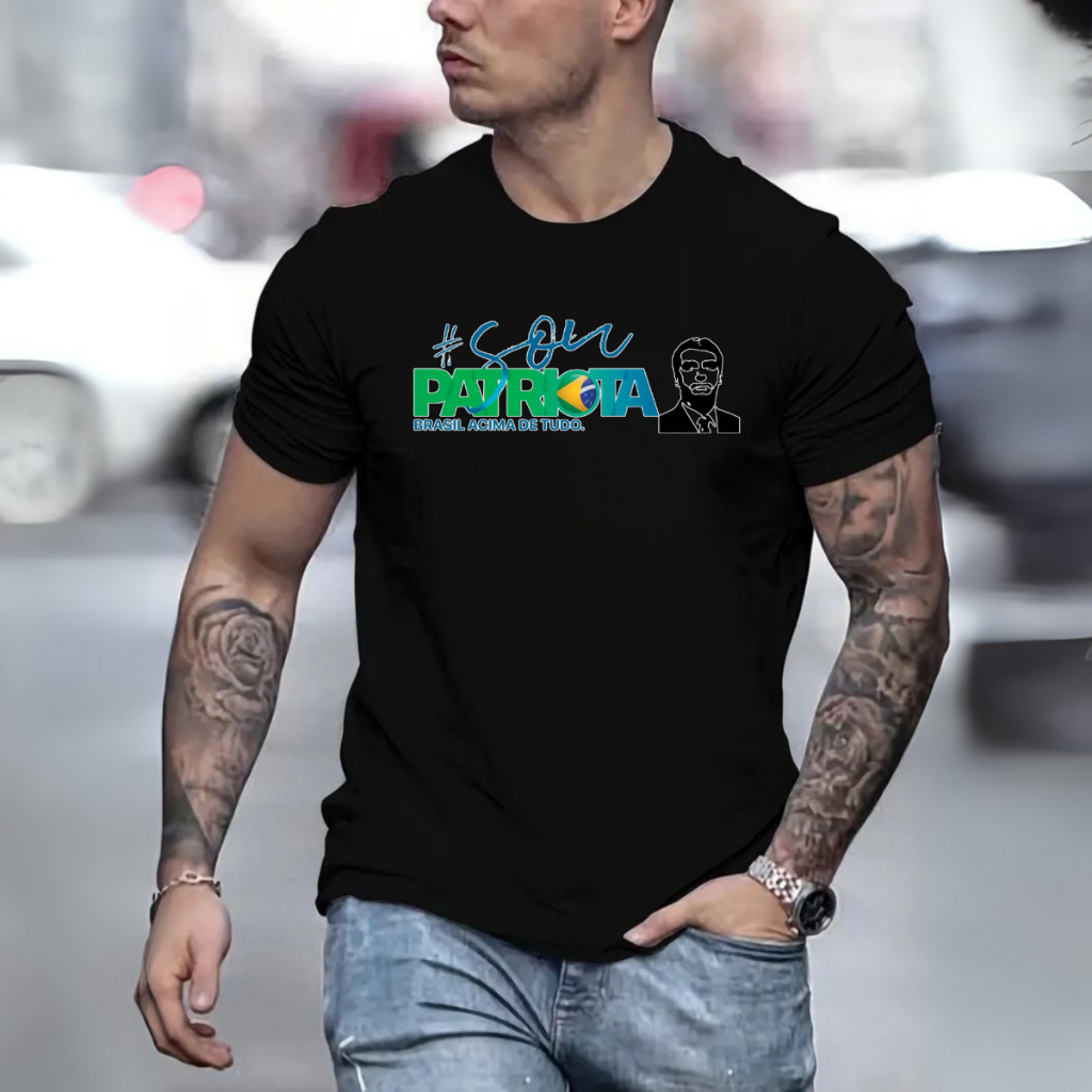 Camiseta Bolsonaro com Estampa DTF Masculina Premium Sou patriota bolsonaro mito