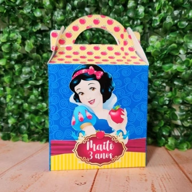 Caixa Maletinha Personalizada Branca de Neve Lembrancinha festa infantil