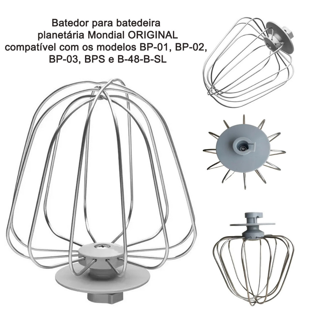 MONDIAL batedor Massa Leve para Batedeira planetária  Bp-01 / Bp-02 / Bp-03 ORIGINAL