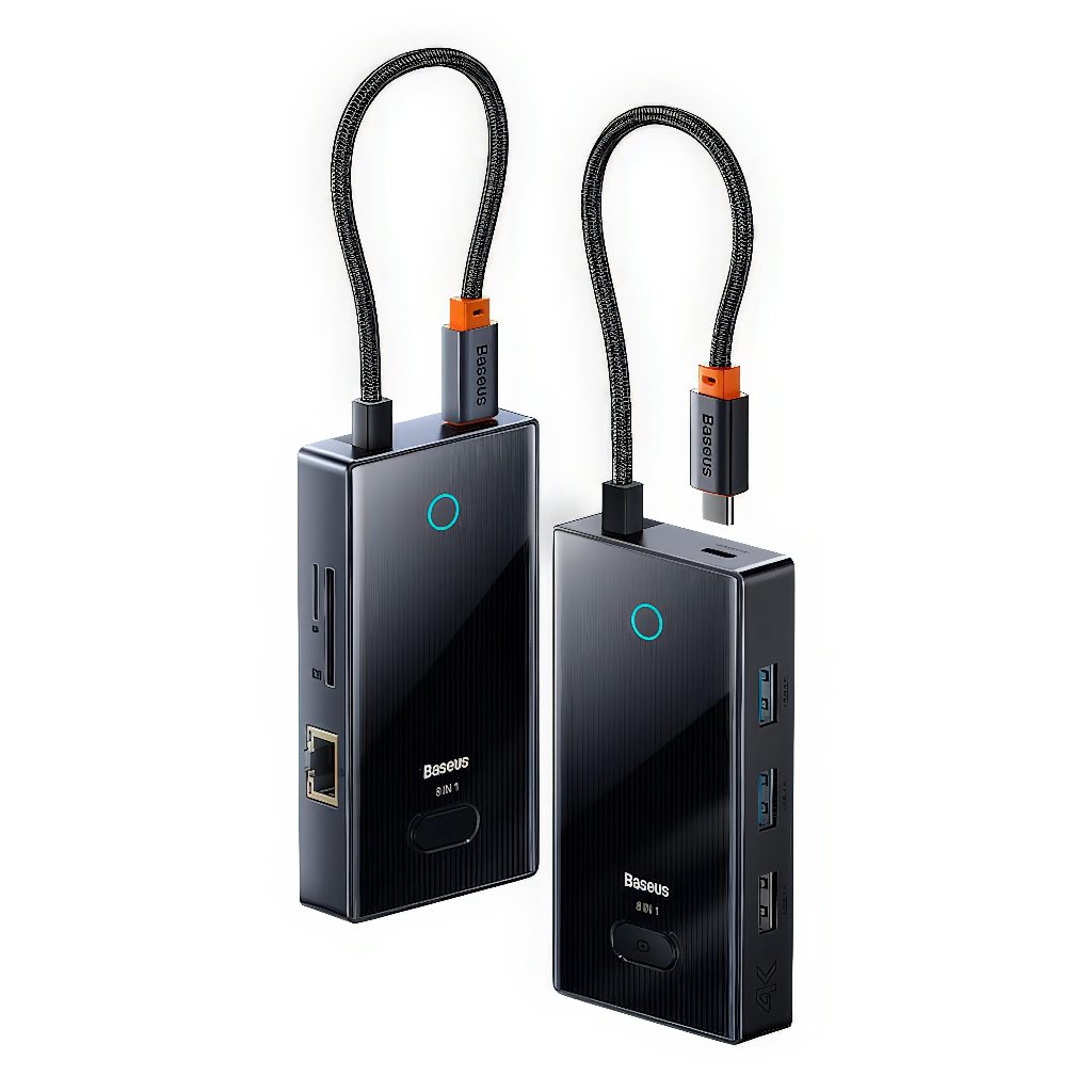 Adaptador Hub  Baseus 8 em 1 Macbook Pro Air Thunderbolt Usb C Hdmi 4k RJ45 Leit