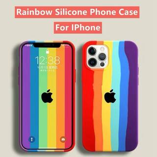 Capa Case Arco iris silicone Câmera Aveludada para iPhone 11 14 15 15 PRO 15 PRO MAX 16 16 PRO MAX