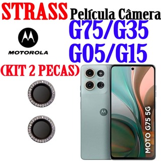 (KIT 2 PEÇAS )PELÍCULA CÂMERA DIAMANTE STRASS PARA  MOTOROLA G05/G15/G35/G75 em Oferta na Shopee