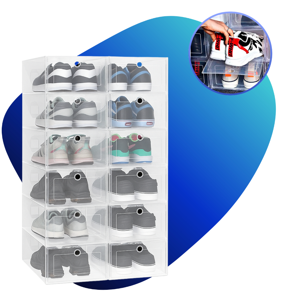Kit 3/6/10 Caixas Organizadoras Para Sapatos Tênis Empalhável Tampa Flip