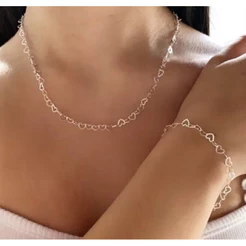 Colar Feminino Coração Prata 925 Pura Gargantilha Choker 45cm | Delicado – Pulseira Opcional