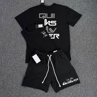 Kit Camiseta e Short Tactel Modelo Praia QKS Confortável Para Qualquer Ocasião Preto e Branco Envio Imediato