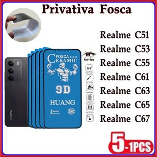 Película Privativa Fosca Anti-Spy Matte Cerâmica Hidrogel Realme C51 C53 C55 C61 C63 C65 …
