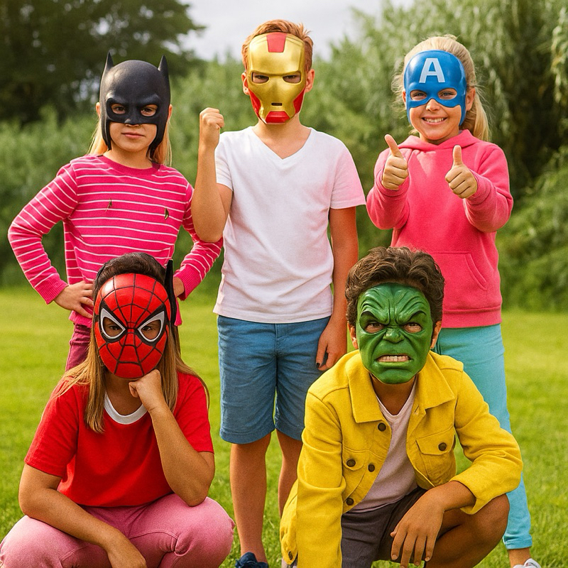 5 Máscara Divertida Super Heróis Batman Aranha Hulk Homem de Ferro Capitão América Acessório Carnaval Fantasia