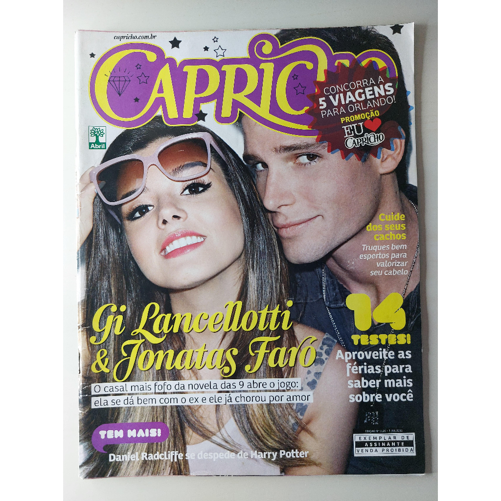 Revista Capricho Nº 1126 Giovanna Lancellotti Jonatas Faro Daniel Radcliffe Chord Overstreet Thiaguinho Jessie J 2011