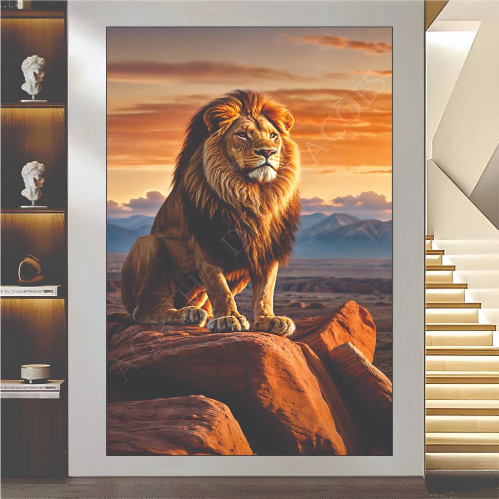 Quadro Decorativo 90x60cm Grande Luxo HD Leão Judá Nunca Foi Sorte Sempre Foi Deus Luxo Sala Quarto