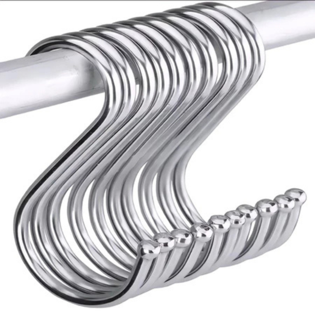 KIT 5/10 Ganchos Cozinha Banheiro Quarto  Organizador Utensílio Suspenso Aço Inox para Em Forma de S