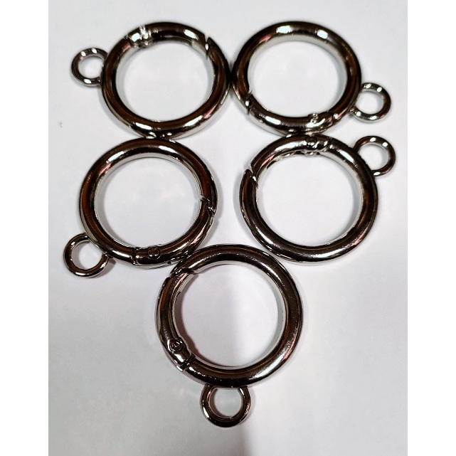 Argola Mosquetão Articulada  27MM em Zamac - 05 PEÇAS NIQUEL