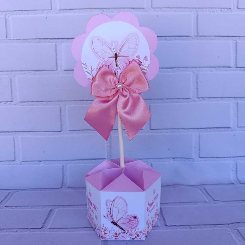 Kit centro de mesa jardim das borboletas rosa/ Cachepô/ Arranjo de mesa / Lembrancinha borboletas.