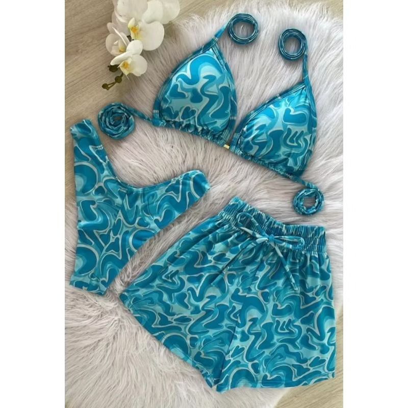 Biquíni Triquini com Short Conjunto Moda Praia verão