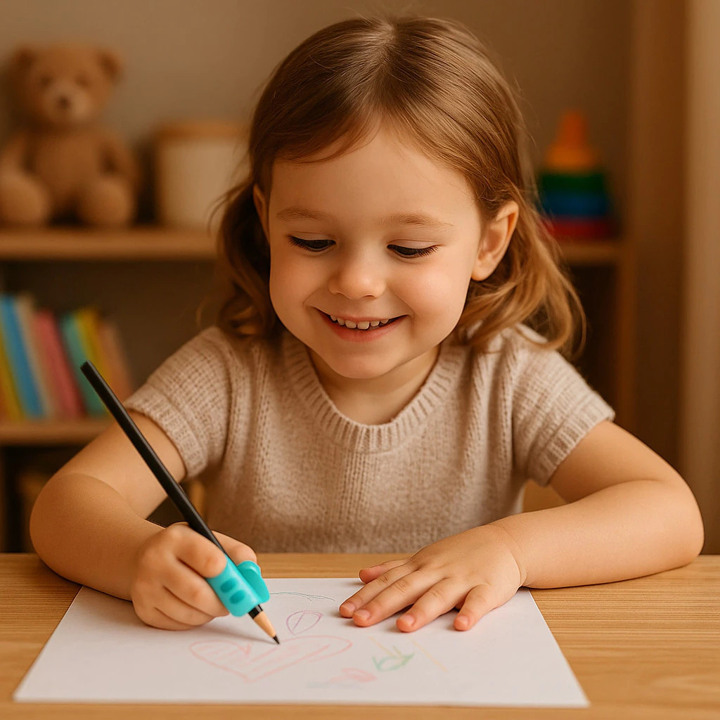 Adaptadores para Lápis Ergonômico para Escrita Apoio 2 Dedos Encaixe Infantil Corrige Pegada Escrita Autista TDAH