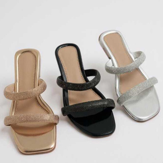 Sandália Sapato Feminina com Strass Rasteirinha Brilho Festa em Oferta na Shopee