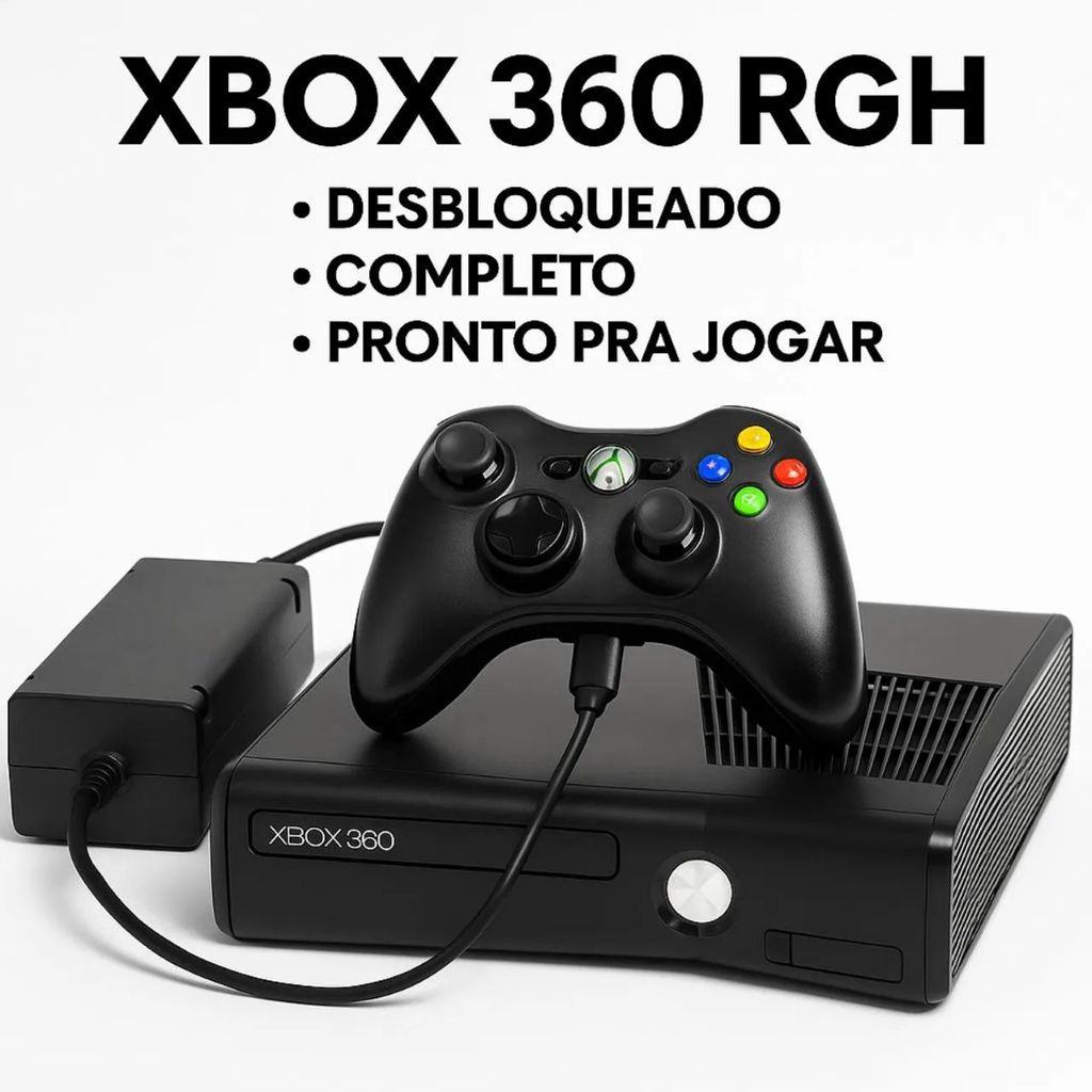 Xbox 360 Destravado + 2 Controles + HD 500GB Lotado de Jogos