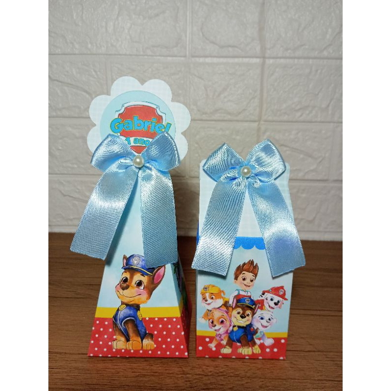 Caixinha Milk e Pirâmide Patrulha Canina Aquarela Pegue e Monte/lembrancinhas Personalizadas para aniversário/caixinhas.